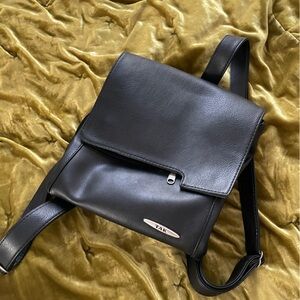 Black leather backpack